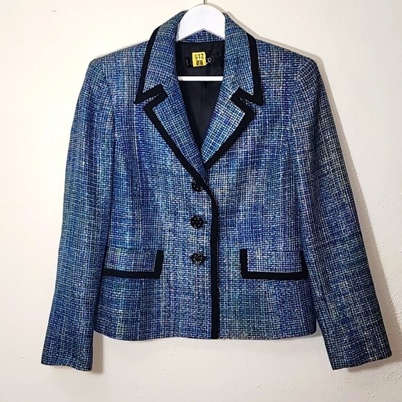 Kasper metallic tweed fully lined silk mix blazer size 10 P - Picture 1 of 13